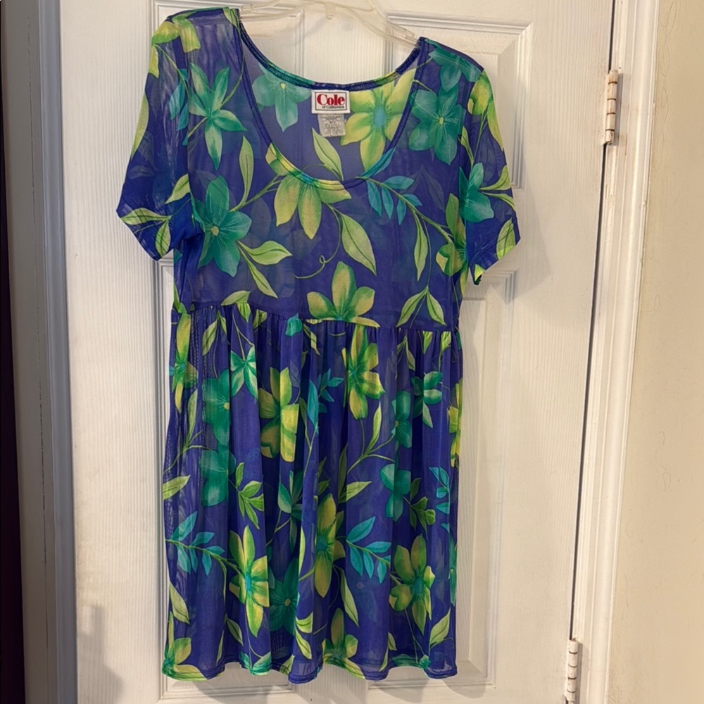 Blue and Green Beach Coverup with Scoop Neck